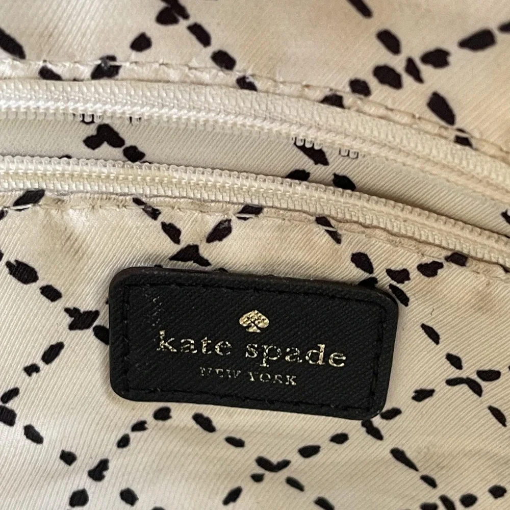 Kate‎ Spade Tote Bag Womens Medium Black Leather Zip Top Shoulder Purse Classic